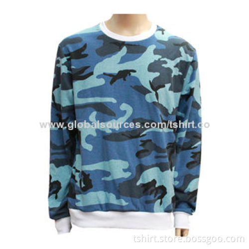 Men's Crew Neck Pullover/100% Cotton Long Sleeves T-shirt, OEM/ODM Orders Welcomed